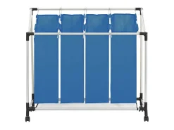 Separador de Roupa Suja com 4 Sacos em Aço Azul para Organização Prática