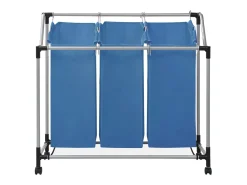 Separador de Roupa Suja com 3 Sacos em Aço Azul - Organize Sua Lavanderia