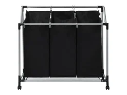 Separador de Roupa Suja com 3 Sacos em Aço Preto - Organização Prática