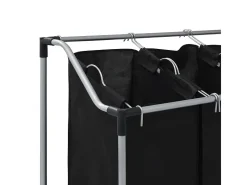 Separador de Roupa Suja com 3 Sacos em Aço Preto - Organização Prática