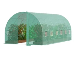 Serra Túnel SucceBuy 590x295x225 cm, Serra para Jardineiro Exterior, Quadro em Aço Galvanizado, Verde