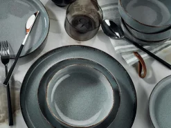 Serviço de louça, rasos, fundos, em porcelana de 18 pelas azul - SANCHA