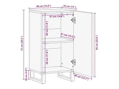 Sideboard Castanho 40 x 33 x 75 cm Madeira de mangueira maciça