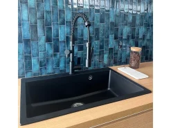 Sierra Pia com 1 cuba grande 76x50 em resina preta Essebagno