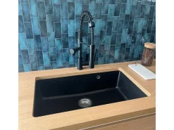 Sierra Pia com 1 cuba grande 76x50 em resina preta Essebagno