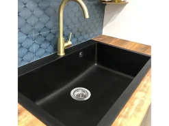 Sierra Pia com 1 cuba grande 76x50 em resina preta Essebagno