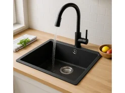 Sierra Pia com 1 cuba 54x44 em resina preta Essebagno