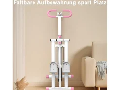 Simulador de escadas com 3 níveis de resistência ajustável - Branco e rosa