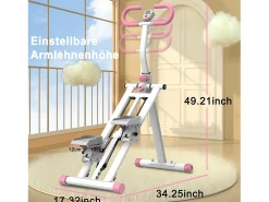 Simulador de escadas com 3 níveis de resistência ajustável - Branco e rosa