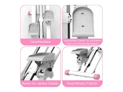 Simulador de escadas com 3 níveis de resistência ajustável - Branco e rosa