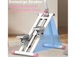 Simulador de escadas com 3 níveis de resistência ajustável - Branco e rosa
