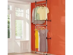 Sistema de guarda-roupa telescópico com varões de alumínio