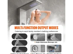 Sistema de painel de duche em aço inoxidável com 6 modos, sistema de torre de painel de duche SucceBuy, LED Hydropower
