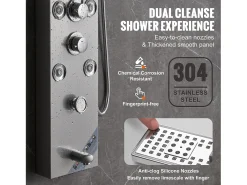 Sistema de painel de duche em aço inoxidável com 6 modos, sistema de torre de painel de duche SucceBuy, LED Hydropower