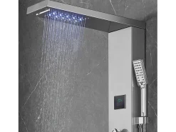 Sistema de painel de duche em aço inoxidável com 6 modos, sistema de torre de painel de duche SucceBuy, LED Hydropower