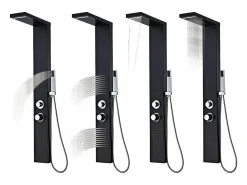 Sistema de painéis de alumínio preto fosco para chuveiro para banheiro e residência 02_0003119