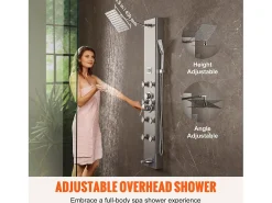Sistema de Torre de Painel de Duche SucceBuy, 6 Modos, Exibição Digital, Aço Inoxidável, Efeito de Chuva
