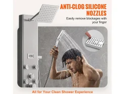 Sistema de Torre de Painel de Duche SucceBuy, 6 Modos, Exibição Digital, Aço Inoxidável, Efeito de Chuva