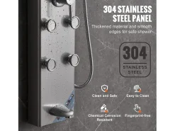 Sistema de Torre de Painel de Duche SucceBuy, 6 Modos, Exibição Digital, Aço Inoxidável, Efeito de Chuva