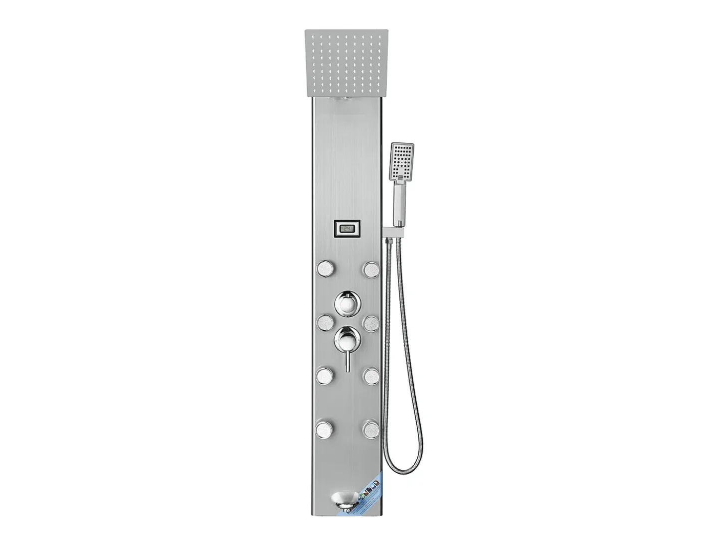Sistema de Torre de Painel de Duche SucceBuy, 6 Modos, Exibição Digital, Aço Inoxidável, Efeito de Chuva