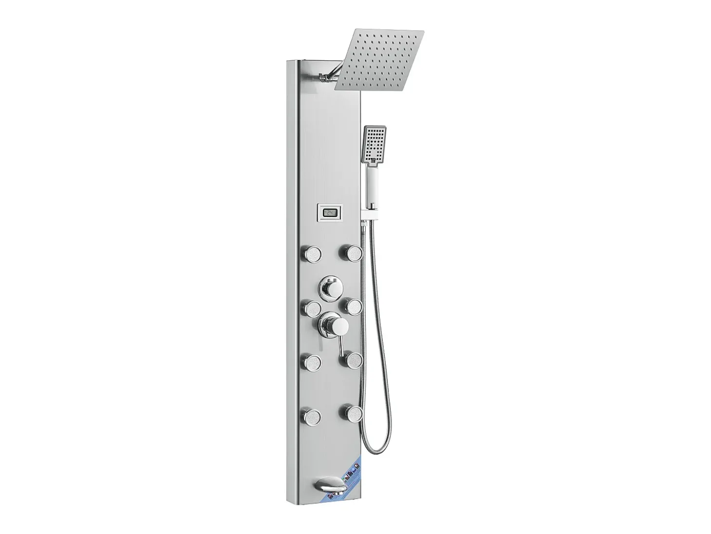 Sistema de Torre de Painel de Duche SucceBuy, 6 Modos, Exibição Digital, Aço Inoxidável, Efeito de Chuva