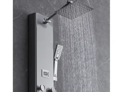 Sistema de Torre de Painel de Duche SucceBuy, 6 Modos, Exibição Digital, Aço Inoxidável, Efeito de Chuva