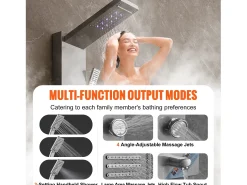 Sistema de Torre de Painel de Duche SucceBuy, Conjunto de Duche Aço Inoxidável, com 6 Modos, Tela LED