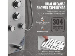 Sistema de Torre de Painel de Duche SucceBuy, Conjunto de Duche Aço Inoxidável, com 6 Modos, Tela LED