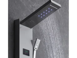 Sistema de Torre de Painel de Duche SucceBuy, Conjunto de Duche Aço Inoxidável, com 6 Modos, Tela LED