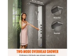 Sistema de Torre de Painel de Duche SucceBuy de Aço Inoxidável, 4 Modos de Jatos de Cachoeira e Efeito de Chuva