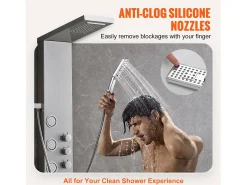 Sistema de Torre de Painel de Duche SucceBuy de Aço Inoxidável, 4 Modos de Jatos de Cachoeira e Efeito de Chuva