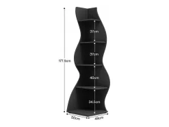 Slim corner bookshelf - Modern 5 - tier corner shelving unit - Unique shape for living room, home office - Black