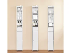 SoBuy Armário Alto para Casa de Banho com Porta e Gaveta, Economizador de Espaço