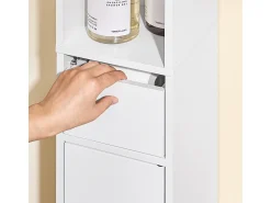SoBuy Armário Alto para Casa de Banho com Porta e Gaveta, Economizador de Espaço