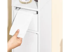 SoBuy Armário Alto para Casa de Banho com Porta e Gaveta, Economizador de Espaço