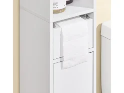 SoBuy Armário Alto para Casa de Banho com Porta e Gaveta, Economizador de Espaço