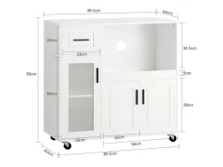 SoBuy armário com rodas, armário de cozinha, carrinho de cozinha FSB78-W