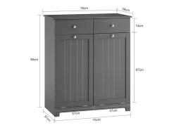 SoBuy Armário de Lavandaria 3 Portas com Pés Ajustáveis Cinza 78x38x90cm