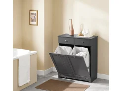 SoBuy Armário de Lavandaria 3 Portas com Pés Ajustáveis Cinza 78x38x90cm