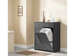 SoBuy Armário de Lavandaria 3 Portas com Pés Ajustáveis Cinza 78x38x90cm