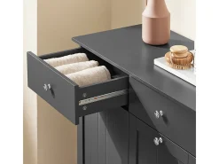 SoBuy Armário de Lavandaria 3 Portas com Pés Ajustáveis Cinza 78x38x90cm