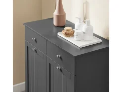 SoBuy Armário de Lavandaria 3 Portas com Pés Ajustáveis Cinza 78x38x90cm