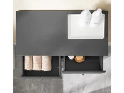SoBuy Armário de Lavandaria 3 Portas com Pés Ajustáveis Cinza 78x38x90cm