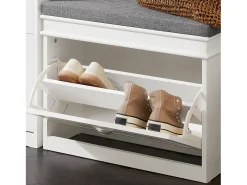 SoBuy Armário de sapatos com prateleira, banco, Banco com sapateira FSR82-L-W