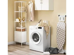 SoBuy Armário para Máquina de Lavar com Cesto e Gaveta, Poupa-Espaço, Branco