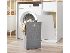 SoBuy Armário para Máquina de Lavar com Cesto e Gaveta, Poupa-Espaço, Branco