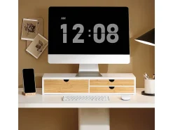 SoBuy Base de tela com gaveta, elevador de tela de escritório, elevador para monitor de mesa BBF11-WN