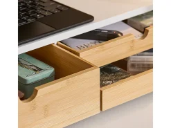 SoBuy Base de tela com gaveta, elevador de tela de escritório, elevador para monitor de mesa BBF11-WN