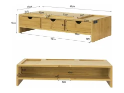 SoBuy Base de tela com gaveta, elevador de tela de escritório, elevador para monitor de mesa BBF03-N