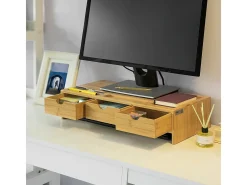 SoBuy Base de tela com gaveta, elevador de tela de escritório, elevador para monitor de mesa BBF03-N